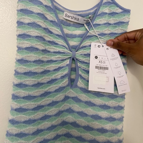 bershka-dresses-y2k-blue-knit-bershka-bodycon-mini-dress-nwt-poshmark